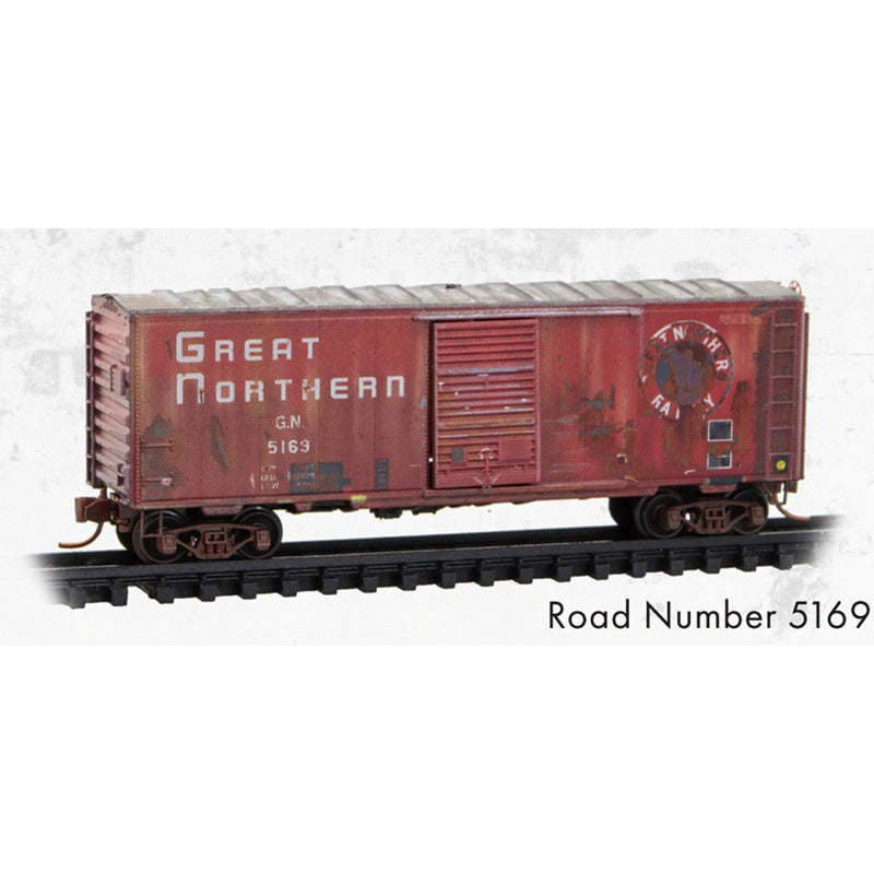 Micro-Trains by Atlas 073 144 360 N-Scale Weathered 40' Single Door Boxcar - Great Northern (GN) #5169