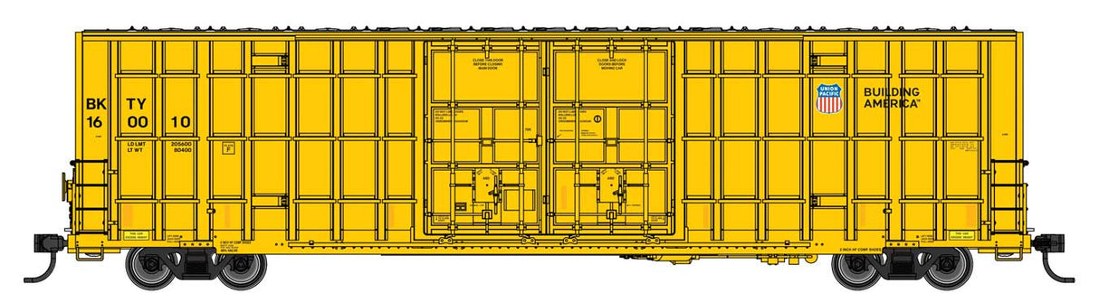 WalthersMainline HO 60' High Cube Plate F Horizontal Post Boxcar - Ready to Run -- Union Pacific (UP) BKTY #160010