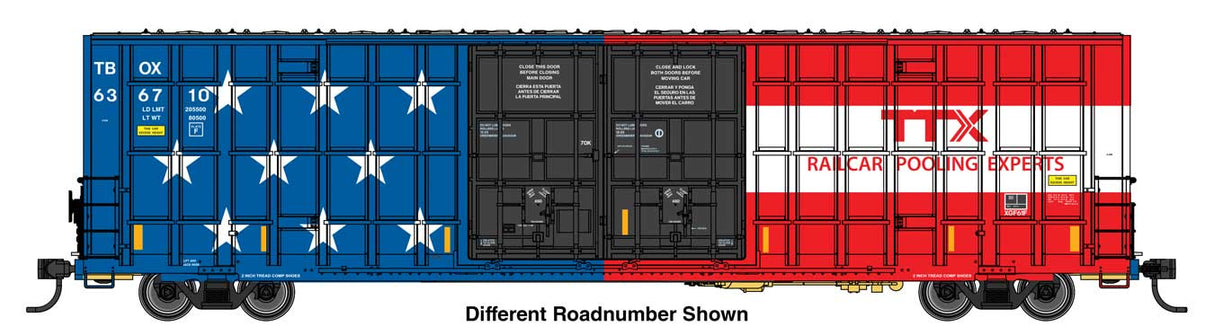 WalthersMainline HO 60' High Cube Plate F Horizontal Post Boxcar - Ready to Run -- 250th Anniversary TTX #636706