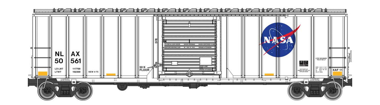 WalthersMainline HO Rocket Train Buffer Car Ready to Run -- NASA (NLAX) #50561