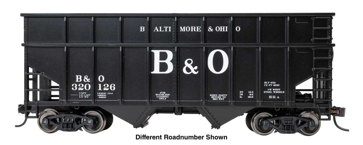 WalthersMainline HO 36' Wood Chip Hopper - Ready to Run -- Baltimore & Ohio #320130 (black, Billboard B&O)