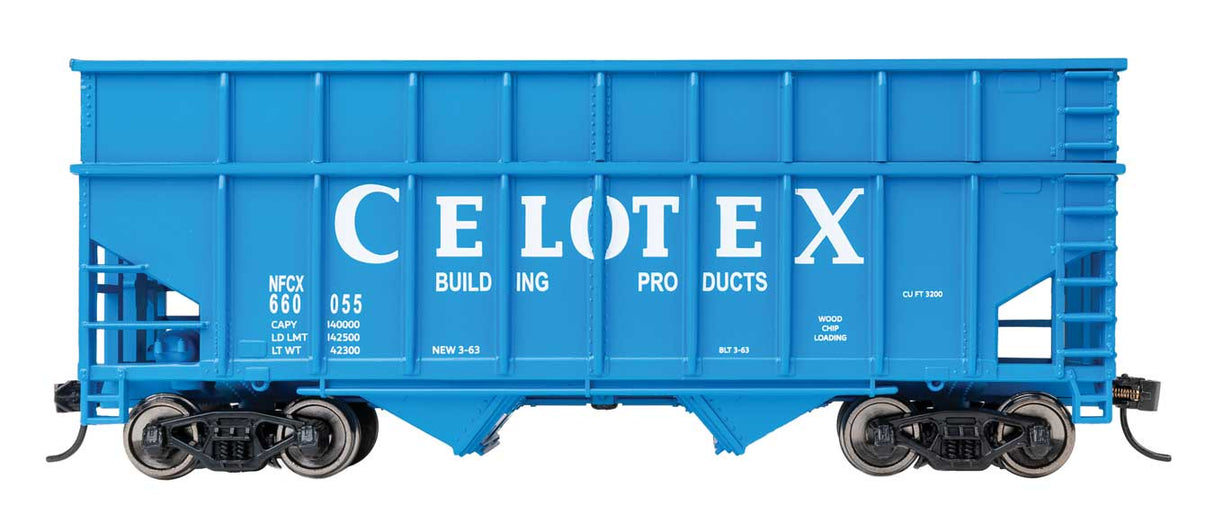 WalthersMainline HO 36' Wood Chip Hopper - Ready to Run -- Celotex NFCX #660055 (blue)