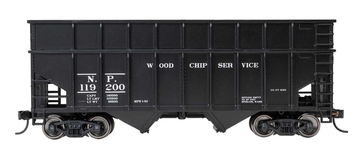 WalthersMainline HO 36' Wood Chip Hopper - Ready to Run -- Northern Pacific #119200 (black)