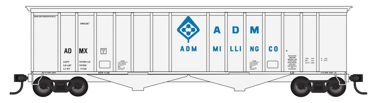 WalthersMainline HO 50' 2-Bay Airslide(R) Covered Hopper - Ready to Run -- Archer-Daniels-Midland ADMX #53006