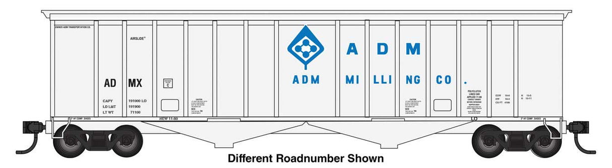 WalthersMainline HO 50' 2-Bay Airslide(R) Covered Hopper - Ready to Run -- Archer-Daniels-Midland ADMX #53024