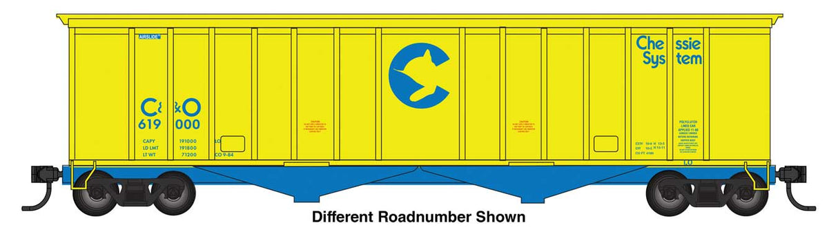WalthersMainline HO 50' 2-Bay Airslide(R) Covered Hopper - Ready to Run -- Chessie System C&O #619015