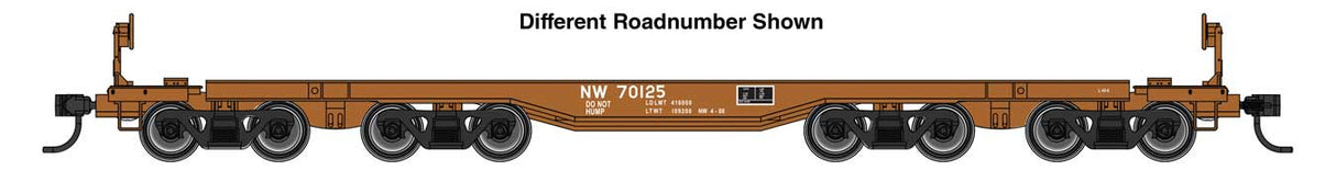 WalthersProto HO 66' Heavy-Duty 4-Truck Flatcar - Ready to Run -- Norfolk & Western (N&W) #70127