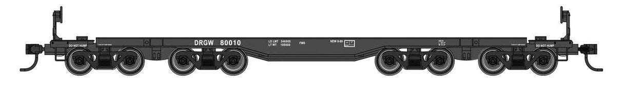 WalthersProto HO 66' Heavy-Duty 4-Truck Flatcar - Ready to Run -- Denver & Rio Grande Western (D&RGW) (D&RGW) #80010