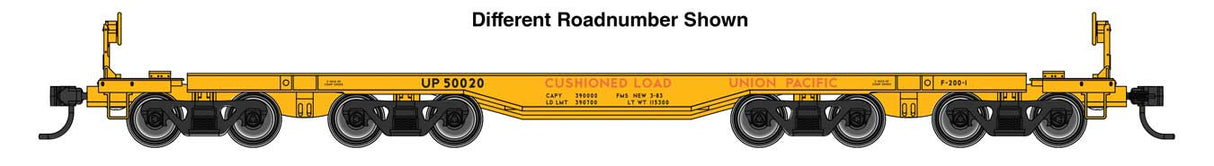 WalthersProto HO 66' Heavy-Duty 4-Truck Flatcar - Ready to Run -- Union Pacific (UP) #50024