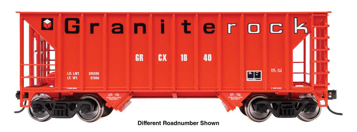 WalthersProto HO 34' 100-Ton 2-Bay Hopper - Ready to Run -- Granite Rock #1849