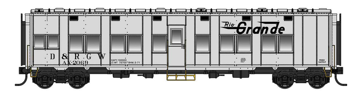 WalthersProto Pullman-Standard Troop Sleeper Car - Lighted - Ready to Run -- Denver & Rio Grande Western (D&RGW) #AX2069