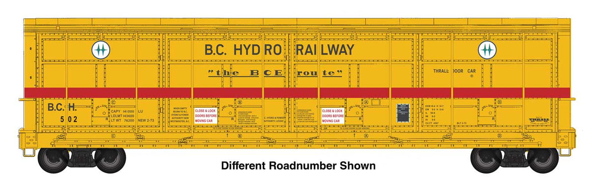 WalthersProto 56' Thrall All-Door Boxcar - Ready to Run -- BC Hydro #508