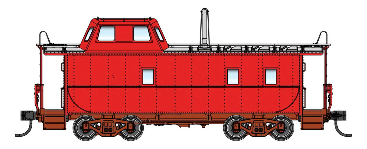 WalthersProto Wabash Streamlined Caboose - Ready to Run -- Painted Unlettered (Red/White)