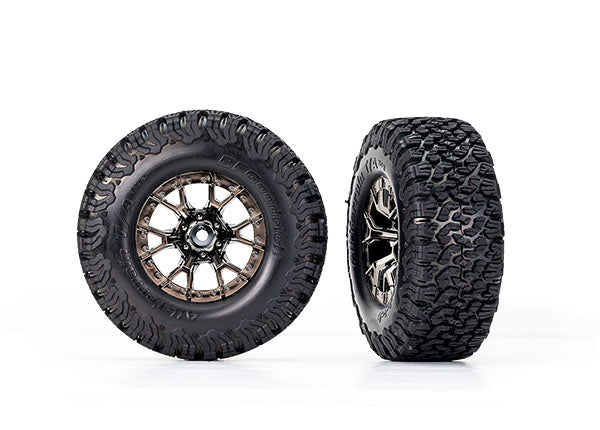 Traxxas 10186-BLKCR Tires & wheels, assembled, glued (Ford Raptor R black chrome wheels, BFGoodrich All-Terrain T/A KO2 tires, foam inserts) (2) (2WD front) (RaptorR)