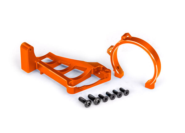 Traxxas 10262-ORNG Motor Mounts (Front & Rear) (orange-anodized 6061-T6 aluminum)/ 3x10mm CCS (with threadlock) (4)/ 4x12mm BCS (with threadlock) (2) (for use with #3483 Motor)