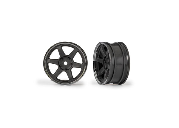 Traxxas 10571 Wheels, 1.9" six spoke (graphite - Gray w/chrome rim) (Front) (2)