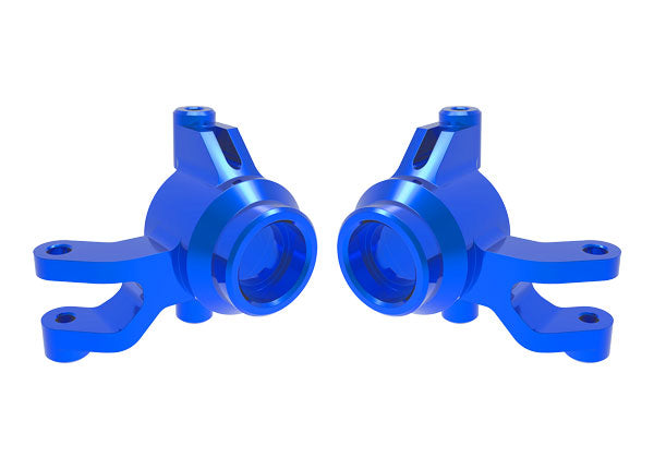 Traxxas 10734-BLUE Mini Maxx Steering blocks, 6061-T6 aluminum (blue-anodized) (left & right)/ 3x12mm SS (with threadlock) (4)/ 3x15mm BCS (with threadlock) (2)