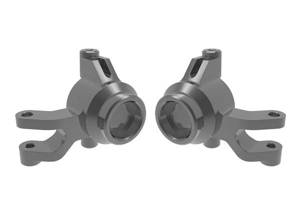 Traxxas 10734-GRAY Mini Maxx Steering blocks, 6061-T6 aluminum (gray-anodized) (left & right)/ 3x12mm SS (with threadlock) (4)/ 3x15mm BCS (with threadlock) (2)