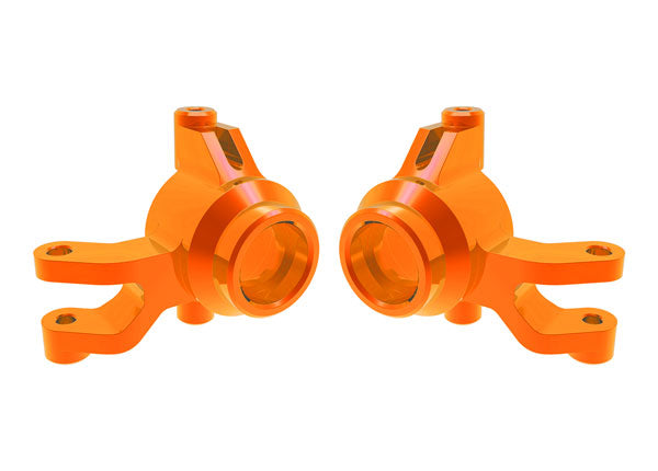 Traxxas 10734-ORNG Mini Maxx Steering blocks, 6061-T6 aluminum (orange-anodized) (left & right)/ 3x12mm SS (with threadlock) (4)/ 3x15mm BCS (with threadlock) (2)