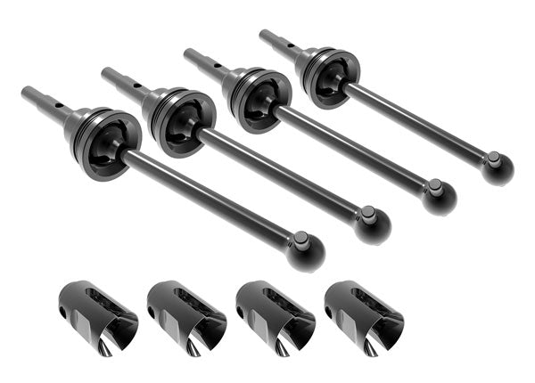 Traxxas 10750X Mini Maxx Driveshafts, steel constant-velocity (assembled), Front or Rear (4)/ drive cups (4)/ screw pins (4)