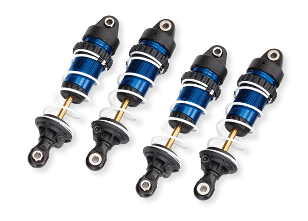 Traxxas 10765-BLUE Mini Maxx Shocks, GTR long, - Blue-anodized, PTFE-coated bodies with TiN shafts (assembled with Springs) (4)