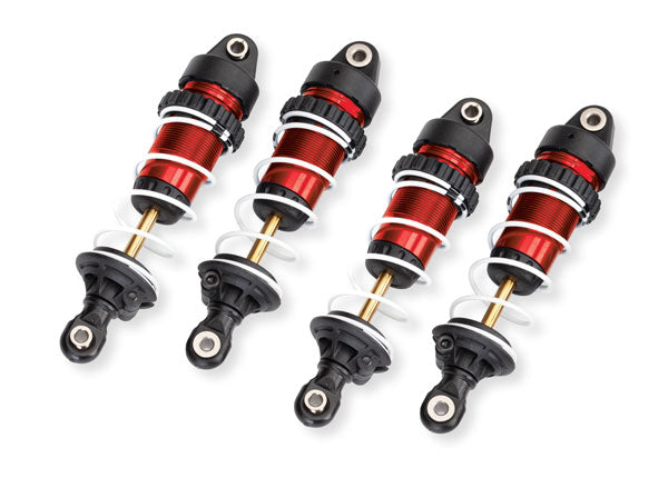 Traxxas 10765-RED Mini Maxx Shocks, GTR long, - Red-anodized, PTFE-coated bodies with TiN shafts (assembled with Springs) (4)