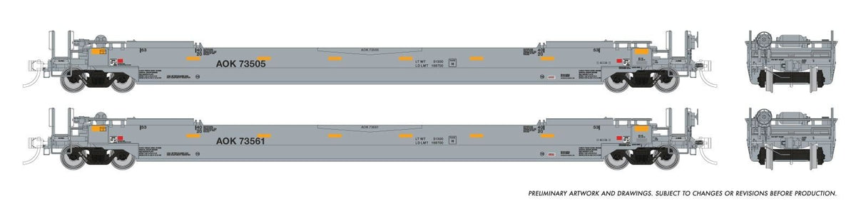 Rapido Trains HO 53' Husky-Stack well car 2-Pack: AOK: Single Car -- Random Road # from set