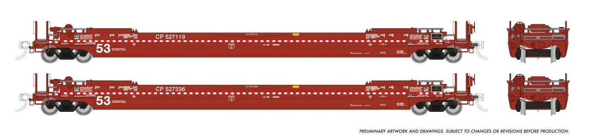 Rapido Trains HO 53' Husky-Stack well car 2-Pack: CP: Single Car -- Random Road # from set