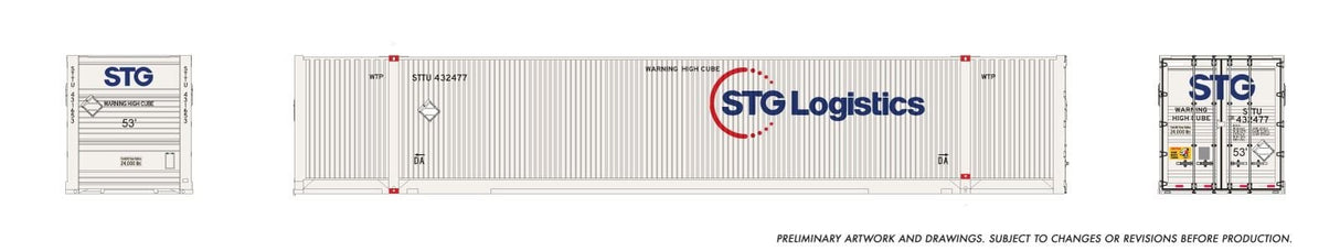 Rapido Trains HO 53' Outside-Braced Container (2-pack): STG Logistics