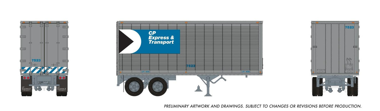 Rapido Trains HO 26' Can-Car Trailer: CP Express/Transport: #7523