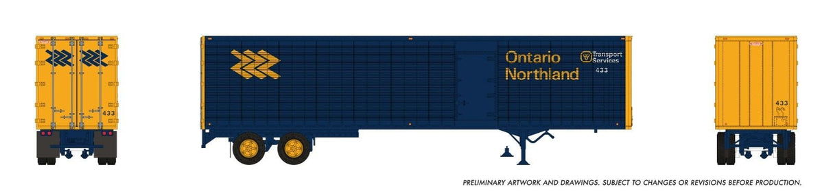 Rapido Trains HO 45' Trailmobile Dry Van Trailer: Ontario Northland: #441