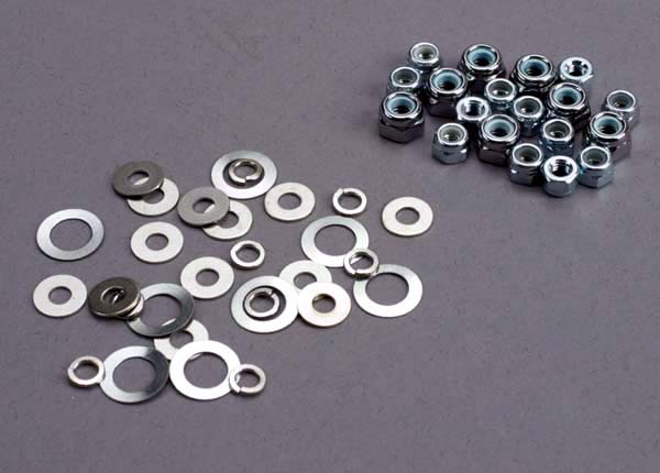 Traxxas 1252 Nut set, lock nuts (3mm (11) and 4mm(7)) & washer set - TRA1252