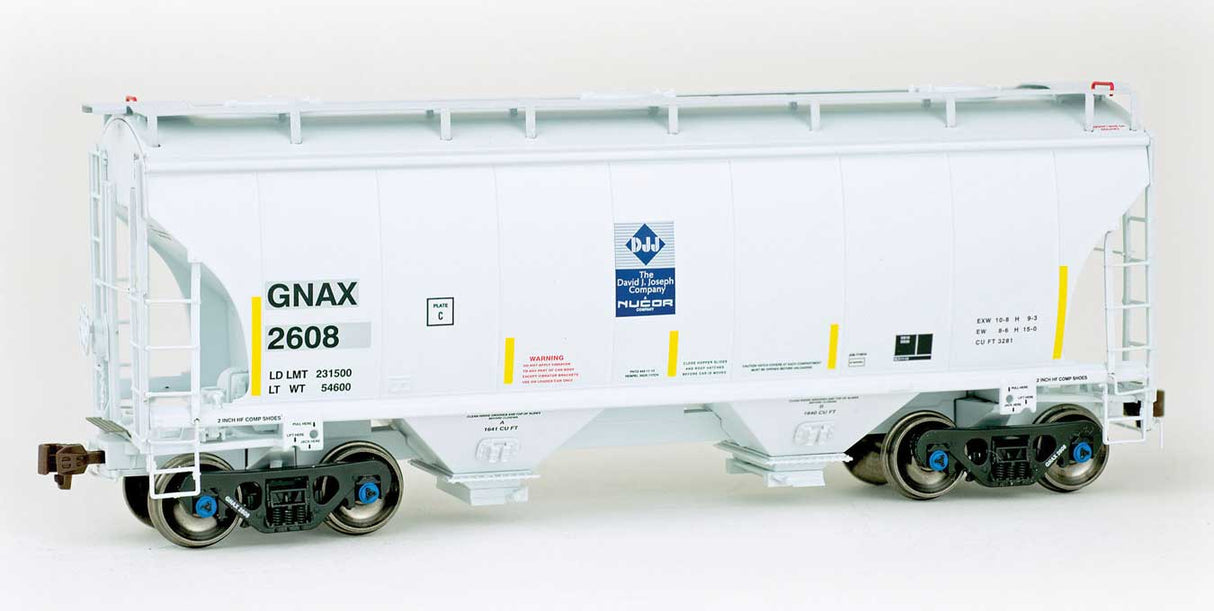 American Limited Models TrinityRail 3281 Cu.Ft. 2-Bay Covered Hopper - Ready to Run -- Holcim (US) GNAX #2608 (2020s, gray, yellow conspicuity marks, DJ Joseph Log - 147-2020