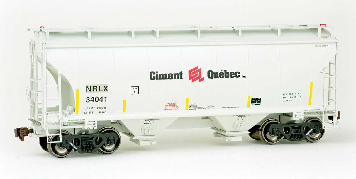 American Limited Models TrinityRail 3281 Cu.Ft. 2-Bay Covered Hopper - Ready to Run -- CIT Group/Capital Finance NRLX #34041 (Ex-Ciment Quebec, 2005, gray, yellow - 147-2025