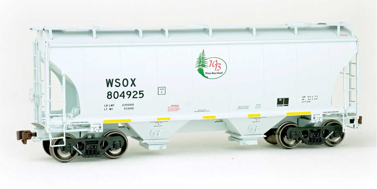 American Limited Models TrinityRail 3281 Cu.Ft. 2-Bay Covered Hopper - Ready to Run -- First Union Rail WSOX #804925 (2011, gray, green, red, yellow conspicuity ma - 147-2048