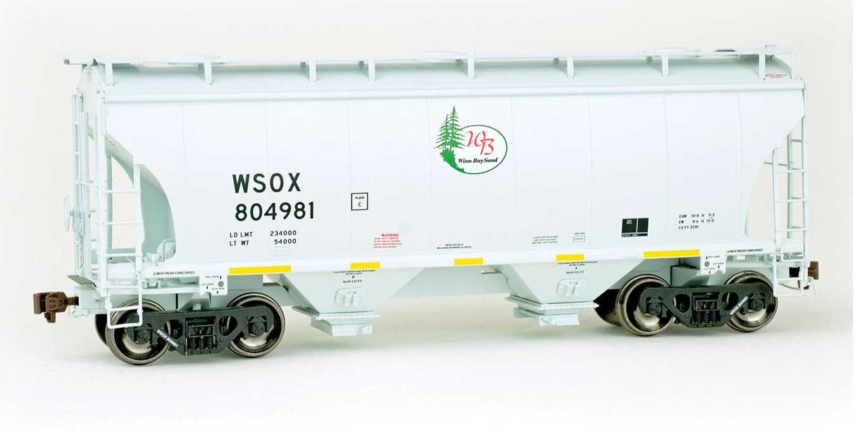 American Limited Models TrinityRail 3281 Cu.Ft. 2-Bay Covered Hopper - Ready to Run -- First Union Rail WSOX #804981 (2011, gray, green, red, yellow conspicuity ma - 147-2049