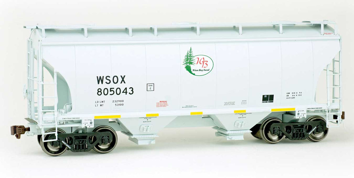 American Limited Models TrinityRail 3281 Cu.Ft. 2-Bay Covered Hopper - Ready to Run -- First Union Rail WSOX #805043 (2011, gray, green, red, yellow conspicuity ma - 147-2052