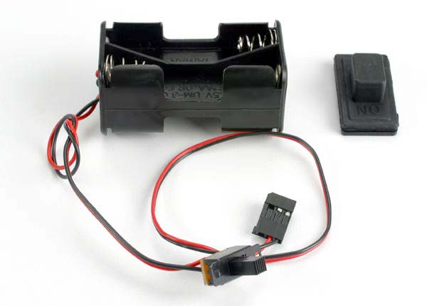 Traxxas 1523 Battery holder with on/off switch/ rubber on/off switch cover - TRA1523