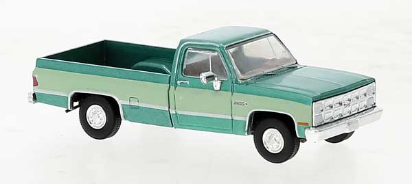 Brekina HO 1981 GMC Sierra Grande Pickup Truck - Assembled -- 2-Tone Green