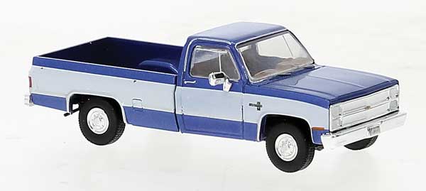 Brekina HO 1981 GMC Sierra Grande C10 Pickup Truck - Assembled -- Blue, White