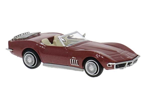 Brekina HO 1967-1973 Chevrolet Corvette C3 - Assembled -- Top Down (metallic brown)