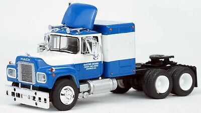 Brekina HO 1970 Mack RS 700 Sleeper-Cab Semi Tractor Only - Assembled -- Maritime Ontario #2 (blue, white)