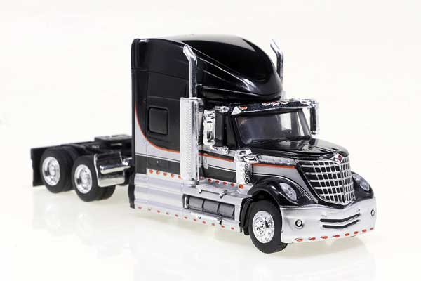 Brekina HO 2010 International Lonestar Sleeper-Cab Semi Tractor - Assembled -- Black, Silver