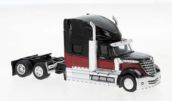 Brekina HO 2010 International Lonestar Sleeper-Cab Semi Tractor - Assembled -- Black, Red