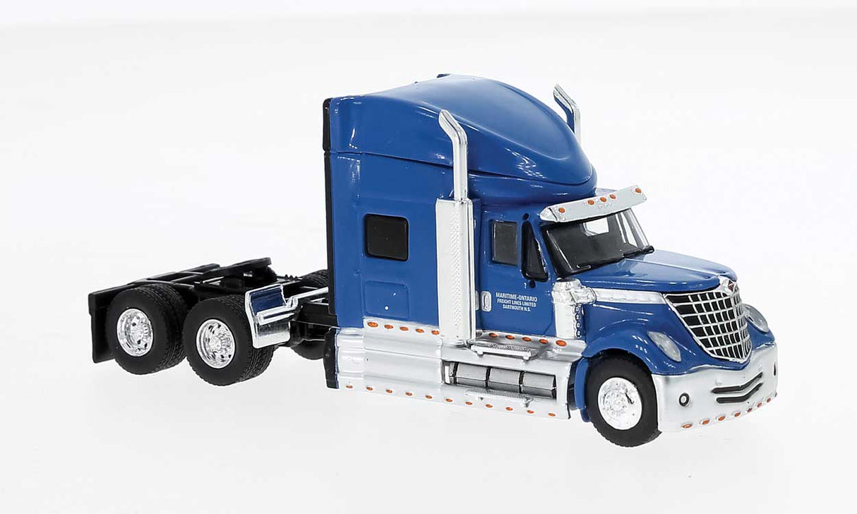 Brekina HO 2010 International Lonestar Sleeper-Cab Semi Tractor - Assembled -- Maritime Ontario (blue, white)