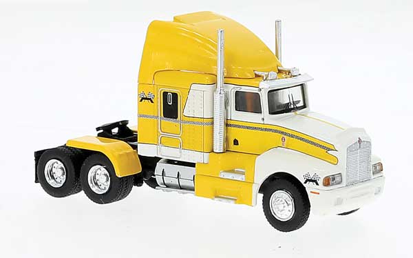 Brekina HO 1984 Kenworth T600 Sleeper-Cab Tractor Only - Assembled -- Yellow, White
