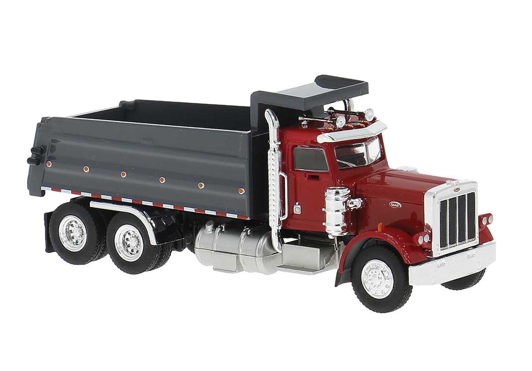 Brekina HO Peterbilt 359 Dump Truck - Assembled -- Red, Gray