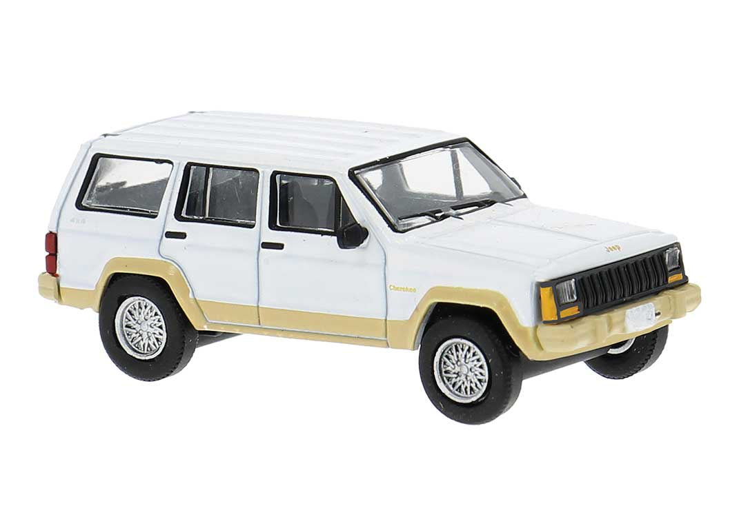 Brekina HO 1984 Jeep Cherokee SUV - Assembled -- White, Gold