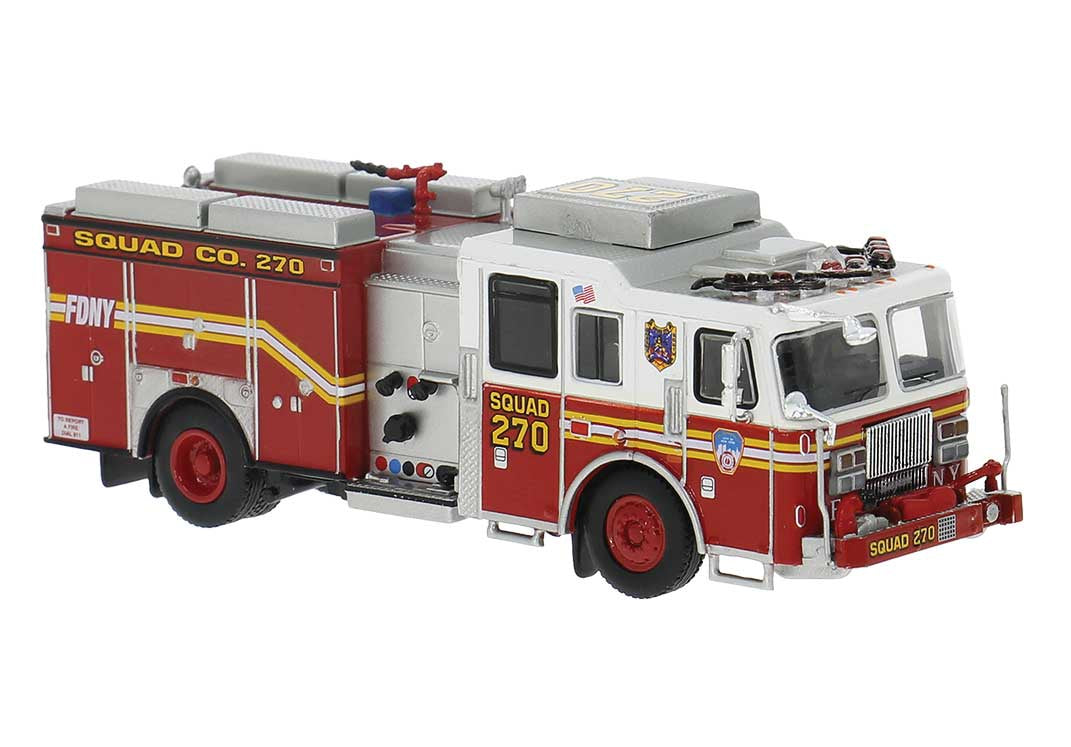 Brekina HO 2013 Seagrave Attacker Fire Truck - Assembled -- Fire Department of New York FDNY Queens #270 (red, white, yellow)
