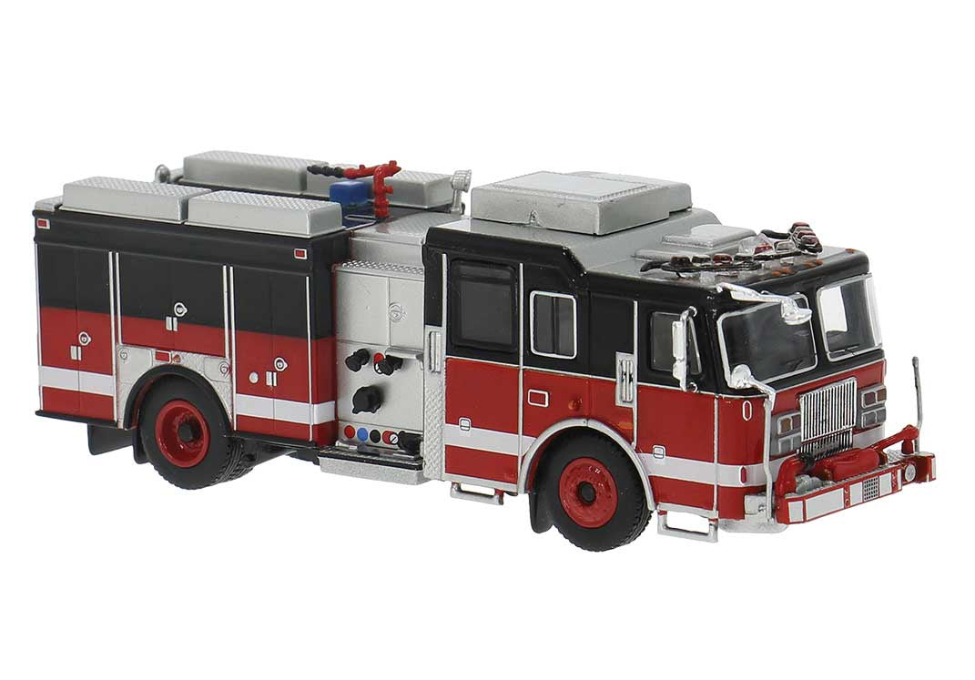 Brekina HO 2013 Seagrave Attacker Fire Truck - Assembled -- Painted, Unlettered (red, black, white)